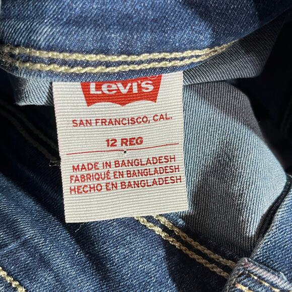 Levi's Skirtall Girls 12 Blue Denim Button Front Sleeveless V-Neck Casual School - Picture 7 of 11